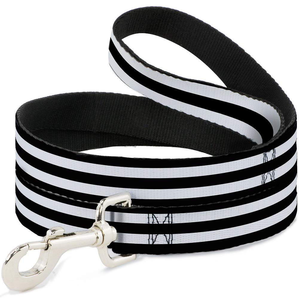 Dog Leash Stripes 3 Black 2 White 4 Feet Long 1.0 Inch Wide