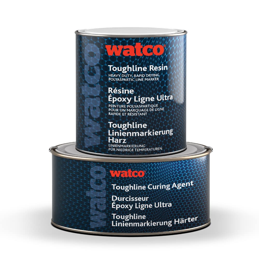Watco Toughline - Wear-resistant line marking paint for cold or exterior applications - 75m x 50mm wide lines per litre - Can be applied as low as -10°C (White)