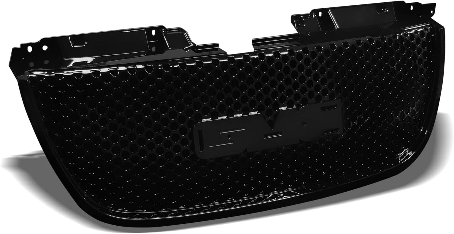 Stehlen 642167821243 Compatible With 2007-2014 GMC Yukon/XL/Denali Round Hole Mesh Front Hood Bumper Grille - Glossy Black
