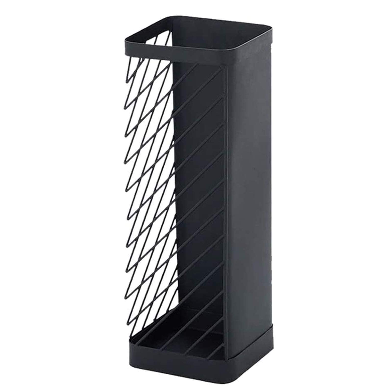 Porte-parapluie noir en métal avec bac d'égouttement amovible pour l'entrée