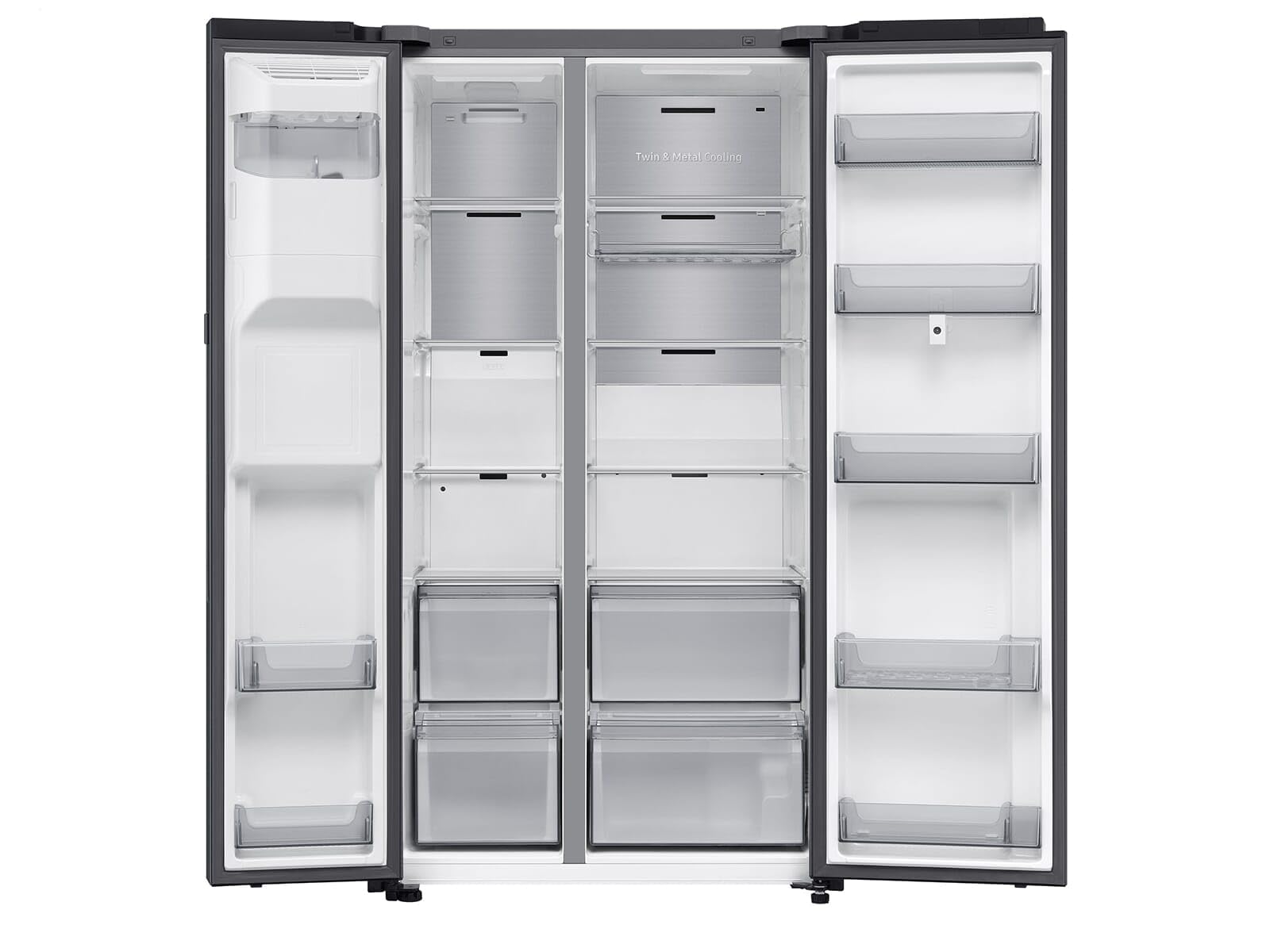 Samsung RS90F66BEFEF lodówko-zamrażarka Side-by-Side, AI lodówka z zamrażarką, 178 cm, 614 l, dozownik lodu/wody z przyłączem wody, Family Hub, AI Energy & Voice Control, Black Steel