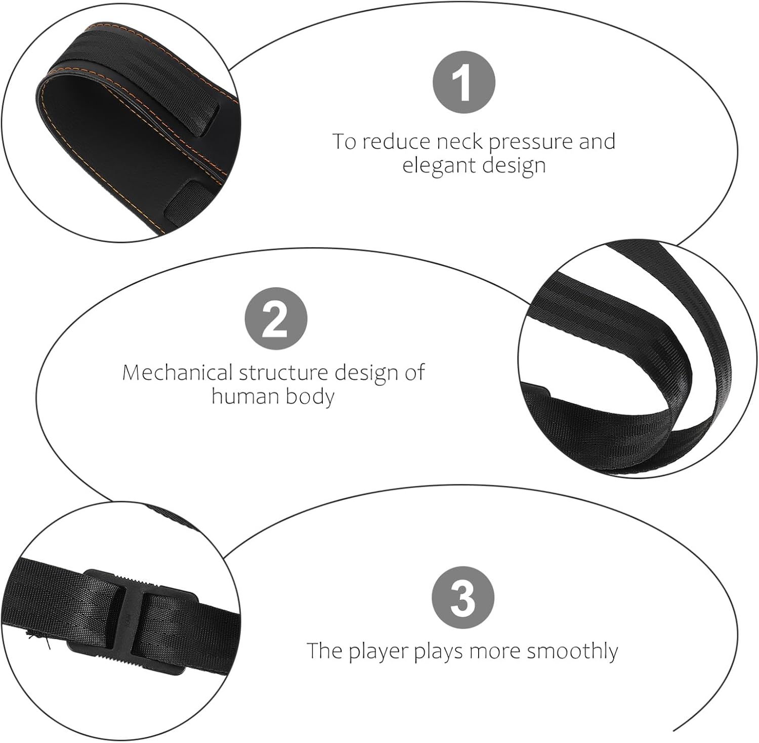 Hemoton 1pc Adjustable Saxophone Shoulder Neck Strap Harness Ergonomic Design for Alto Tenor Soprano Saxophones Leather Material for Musicians