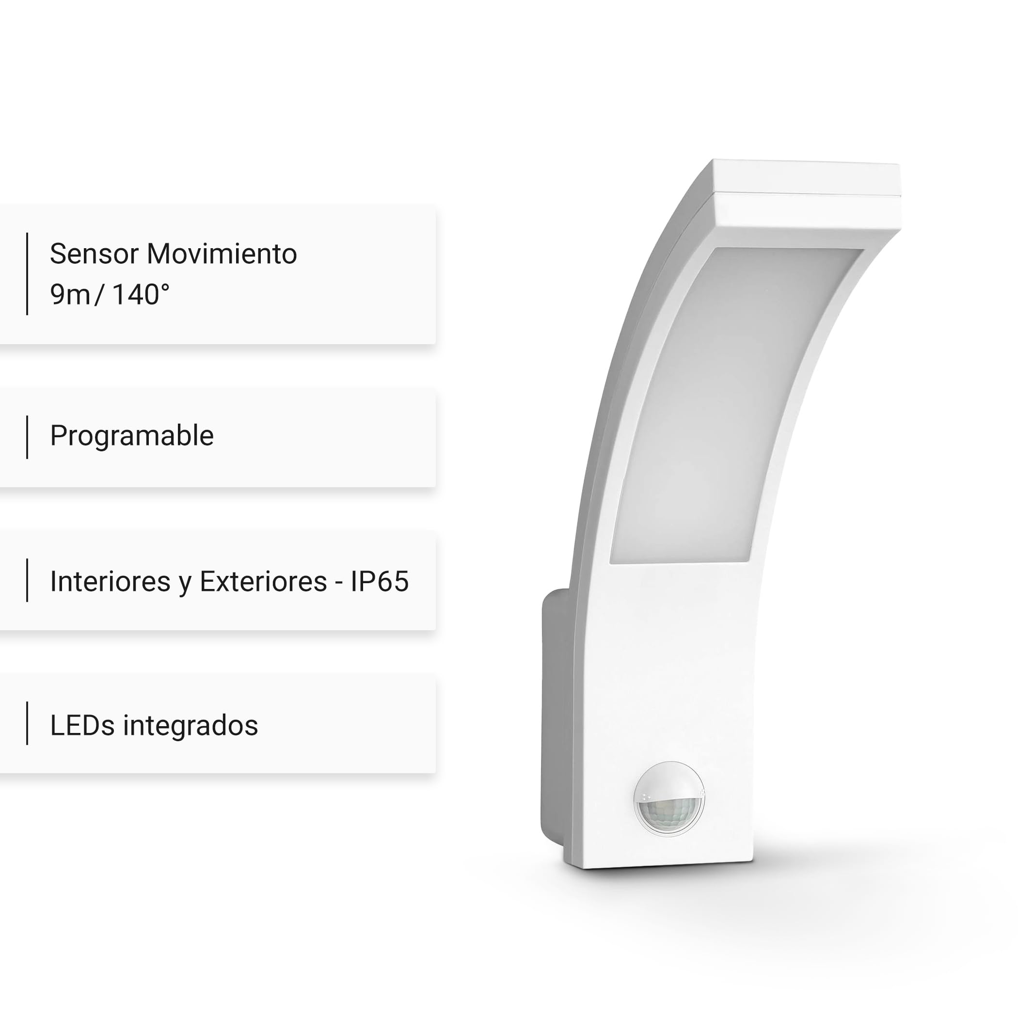 SEBSON LED Lampara Exterior con Sensor Movimiento 2 Piezas, Blanco | Aplique Pared IP65 15W 1000lm Blanco Frío 5800K, Iluminacion Exterior Sensor 9m/140°