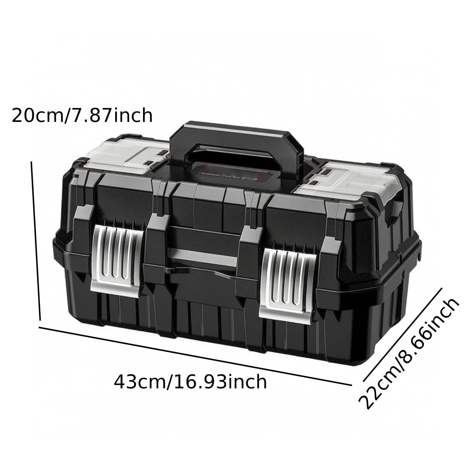Valigetta Porta Attrezzi Organizer Cassetta Strumenti Contenitore Resistente Antiurto Metallo PP Impugnatura Ergonomica per Fai-da-te Manutenzione Dom, L