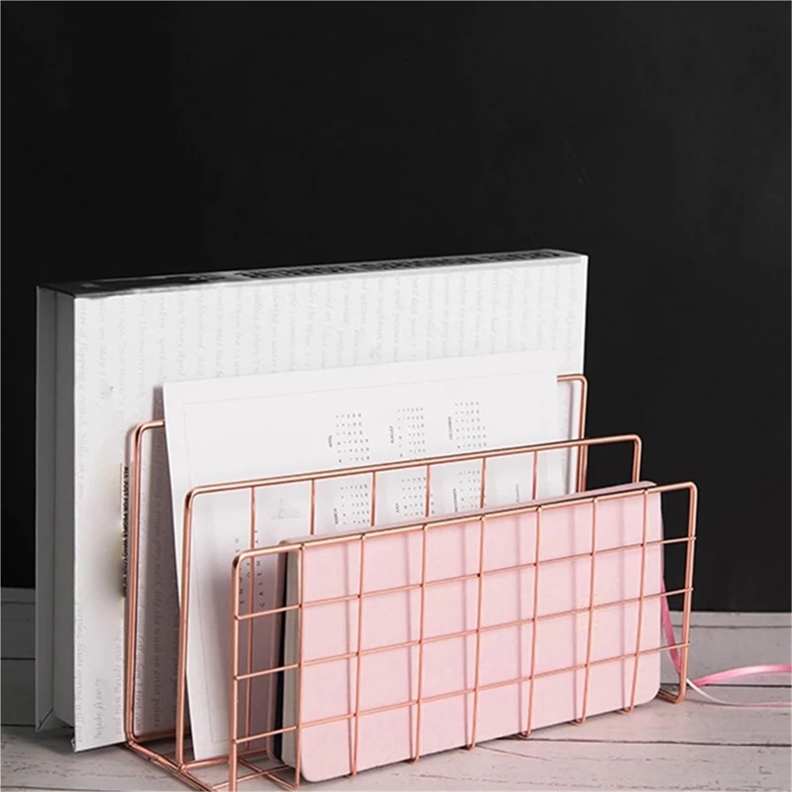 Briefablage Schreibtisch-Organizer aus Metallgeflecht, Schreibtisch-Briefsortierer, Postablage, Datei-Organizer, Büro, Zuhause, Buchstützen, Buchhalter(Gold)