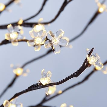 Lightshare Cherry Blossom Tree 5FT 128 LED Lighted Tree for Decoration Inside and Outside, Home Patio Wedding Festival Christmas Decor, Warm White