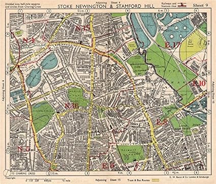 Stoke Newington London Map Ne London. Stoke Newington Stamford Hill Clapton South Tottenham Bacon,  1948 Map : Amazon.co.uk: Home & Kitchen