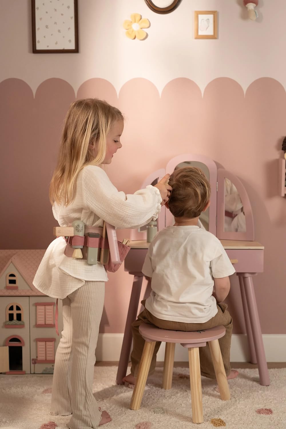 Little Dutch 2514 juego de peluquería de madera - rosa