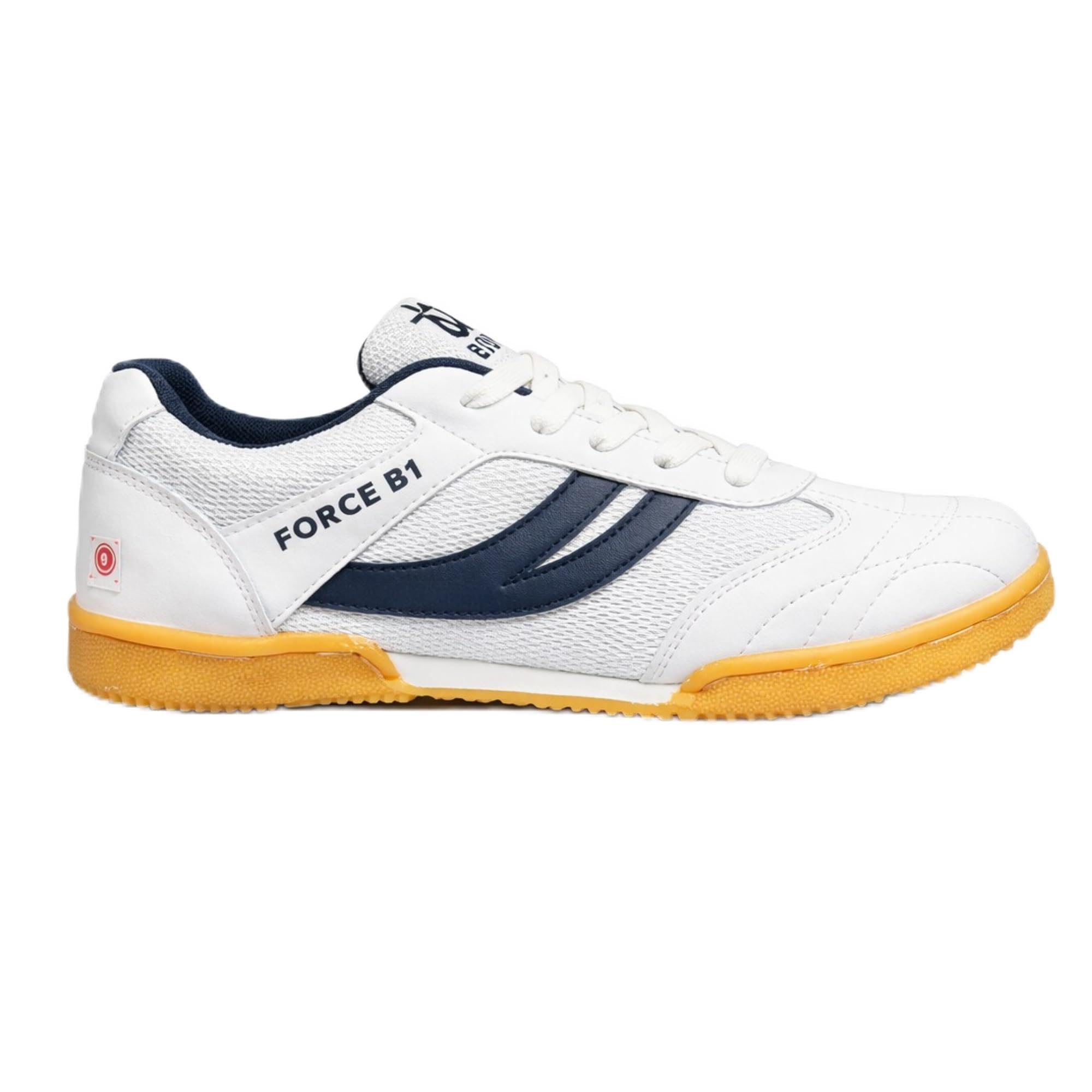 RAMS Force B1 Badminton Shoes for Men | Lightweight Breathable Court Shoes | Non-Marking Anti-Slip Gum Sole | Comfortable Sports Footwear for Training & Matches | White/Navy Blue-picture-23