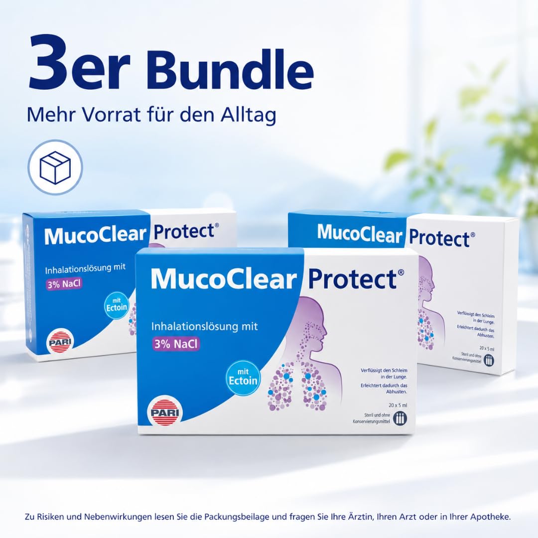 MucoClear Protect Inhalationslösung 20x 5 ml (1x) mit Pharma Perle Duschgel | Inhalationslösung mit Ectoin und 3 % NaCl, sterile Einzeldosen