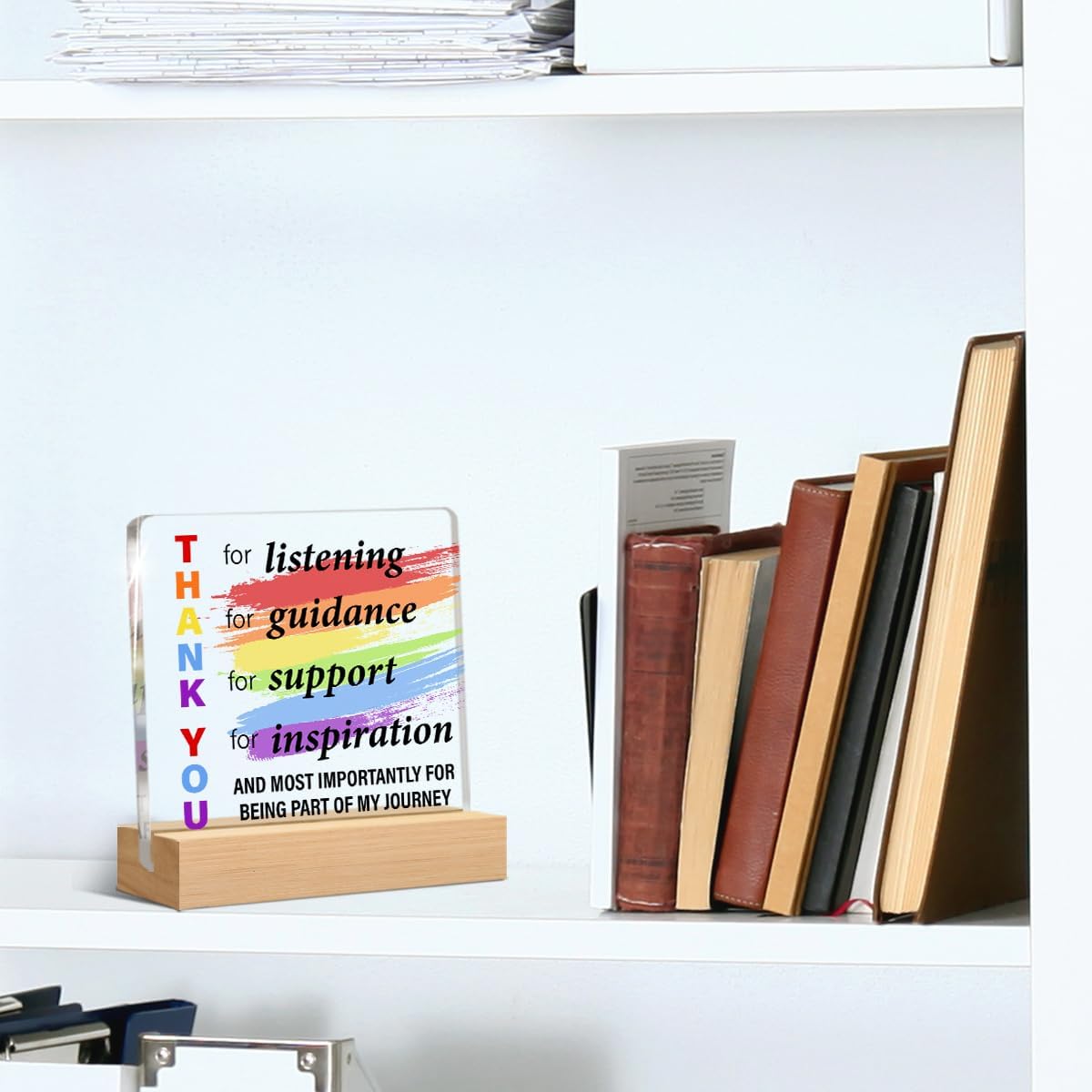 Teacher Appreciation Gifts for Women, Thank You Gifts for School Counselor Therapist Principal Teacher Thank You for Listening for Guidance Acrylic Clear Desk Decorative Sign School Office Decor image 5