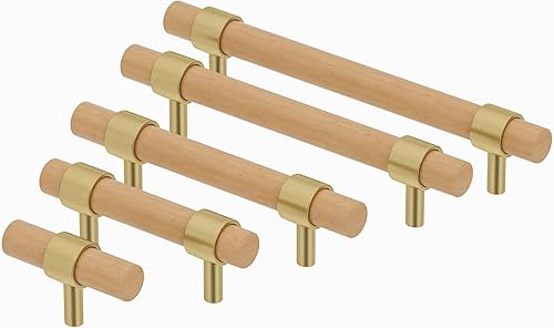 Miniatura 7 de Tiradores de madera para cajones, paquete de 4 manijas de madera de haya de 9 pulgadas, adecuadas para cocina, sala de estar, dormitorio, baño y