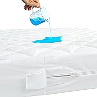Vista 2 de Protector de colchón para cuna con cremallera, funda impermeable para colchón de cuna, transpirable y absorbente, funda de 6 lados totalmente