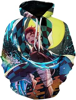 EDMKO Japanese Comics Demon Slayer Boys Hoodies Characters 3D Printed Pullover Loose Lightweight Breathable And Skin-Friendly Sweatshirt,XXL