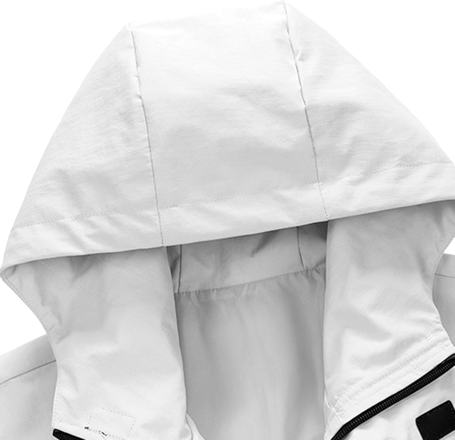 Men's Oversized Drop Shoulder Hooded Utility Jacket Full Zip Drawstring Hem Top Loose Fit Hiking Waterproof Coat