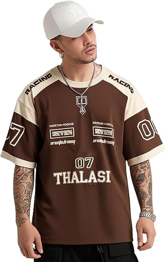 THALASI Men Cotton Jersey Aesthetic Oversized T shirts for Men | Sports Jerseys T-shirts &amp; Half Sleeve Round Neck Printed ...