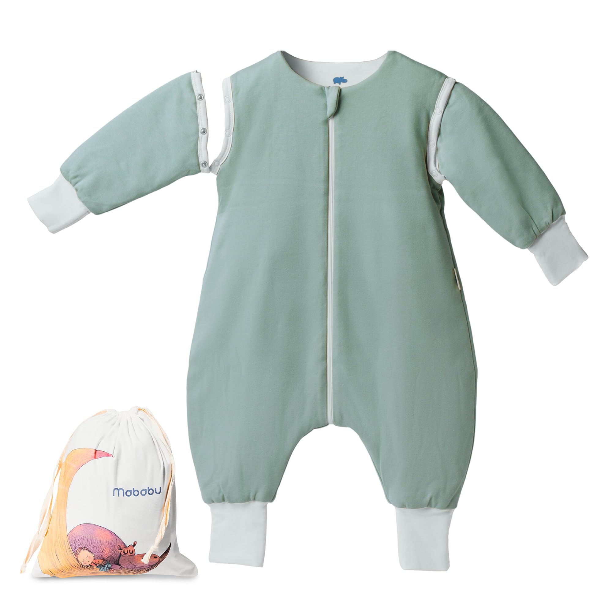 Sacco nanna con piedini 1.5 TOG mezza stagione | Primavera e autunno, maniche rimovibili, leggera imbottitura, polsini risvoltabili, cerniera imbottita, OEKO-TEX STANDARD 100