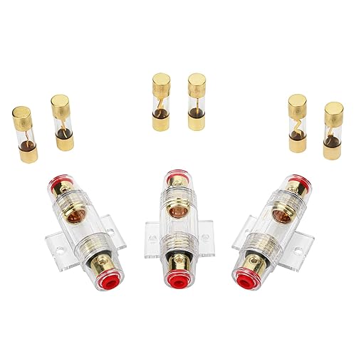 Portafusibles AGU en línea calibre 4-10 AWG con fusibles AGU de 100 amperios, ideal para audio de automóvil, alarmas, amplificadores y compresores -