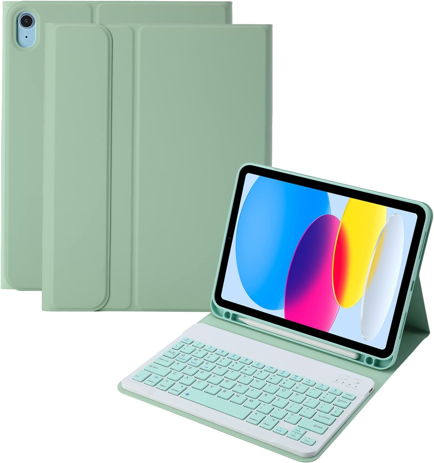 Magnetic IPad 10th Generation 2022 Keyboard Case With Touchpad Cute Color Keyboard Vertical Stand Movable Clear Back Case Detachable Keyboard
