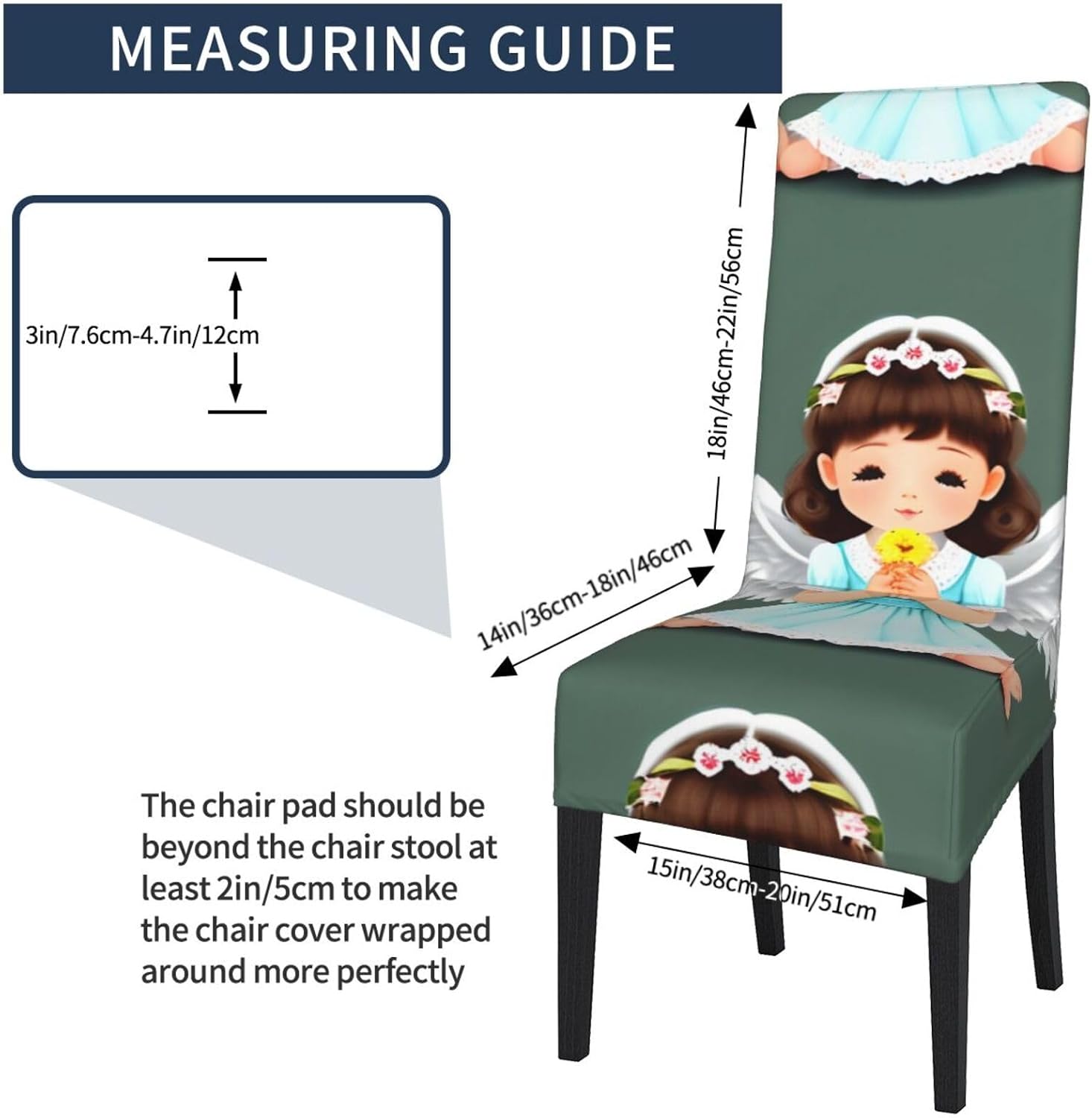Cute Little Angel Prints Protection Cover for Dining Chair - Stretchable Chair Throw Covers for Dining Room, Hotel Event Party