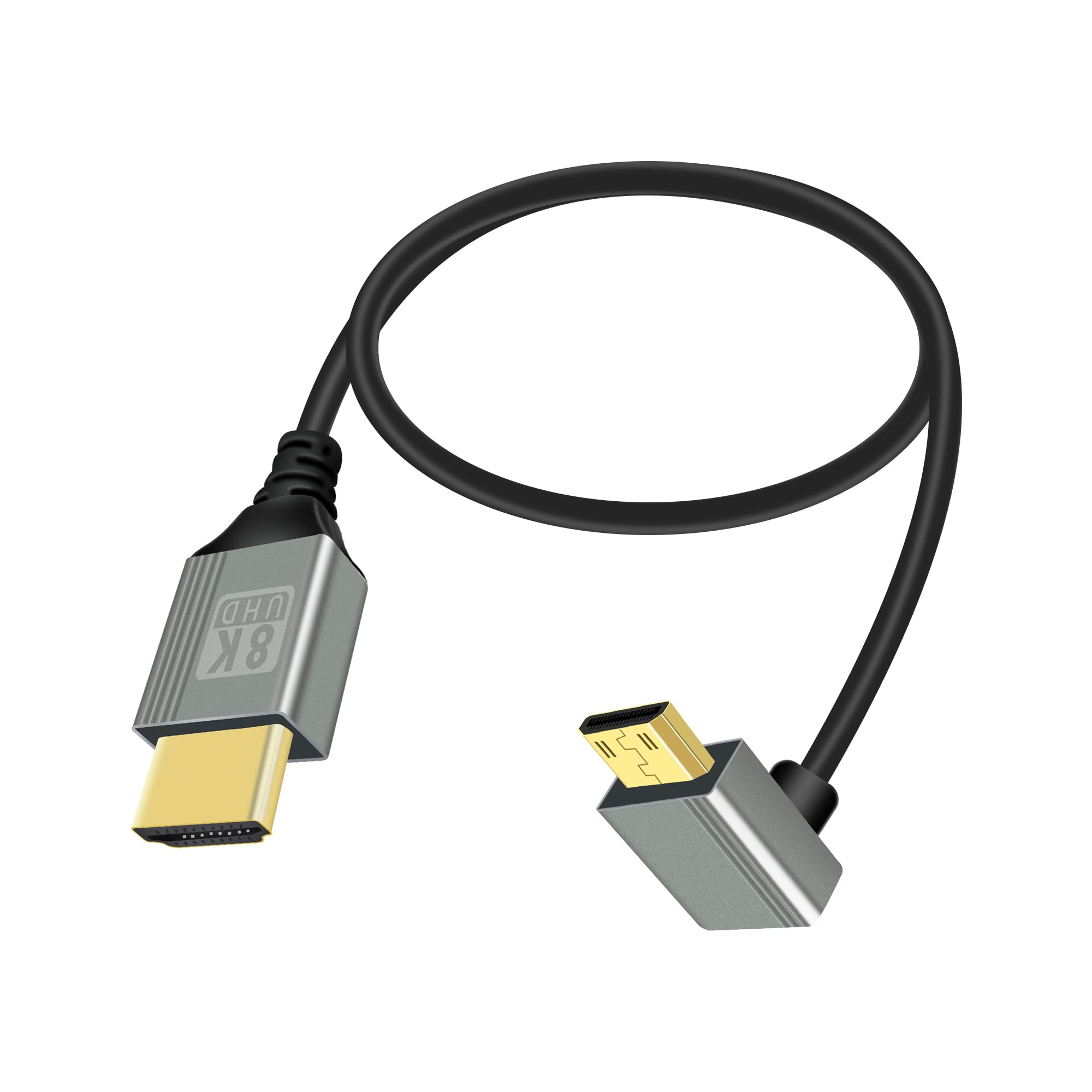 RIIEYOCA 8K Mini HDTV auf HDTVS Adapter Kabel, 90 Grad nach oben gewinkelt Mini HDTV Stecker auf HDTVS Stecker 8K@60Hz 4K@120Hz 48Gbps Verbindungskabel(0.5M)