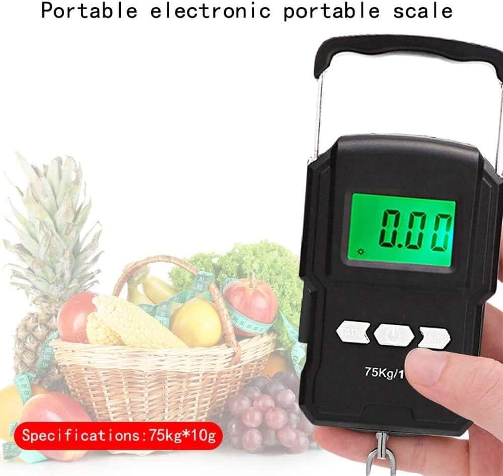 Suitcase Scale with Measuring Tape and LCD Backlight 75Kg Spring Scale Hanging Electronic Hook Scale Weight Tool (2Pcs) Instruments