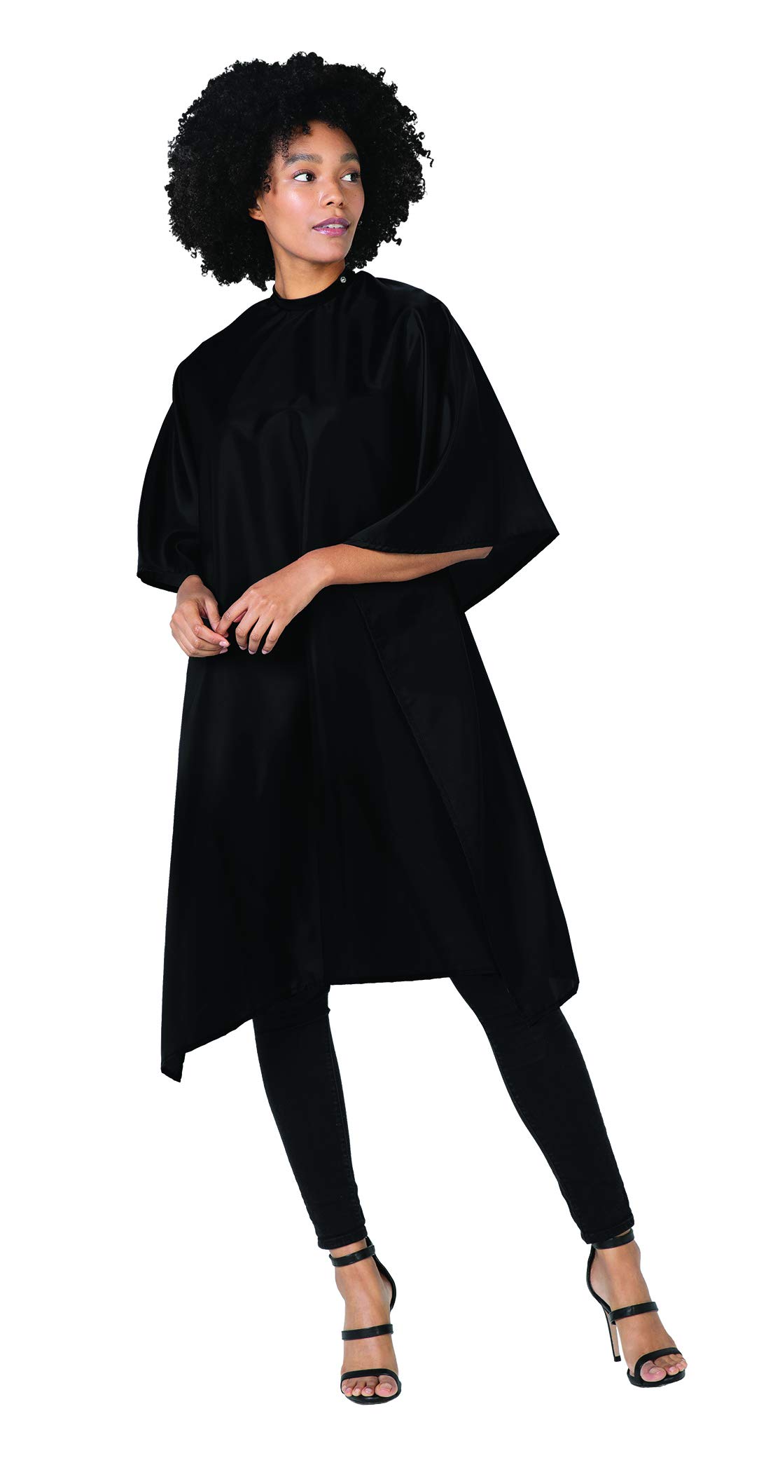 Colortrak Eco Collection All-Purpose Cutting/Styling Cape, 57.5” L x 49” W, Waterproof and Bleach-proof, Made out of 100% Recycled Fabric, Black Color, Black, 57.5” x 49”