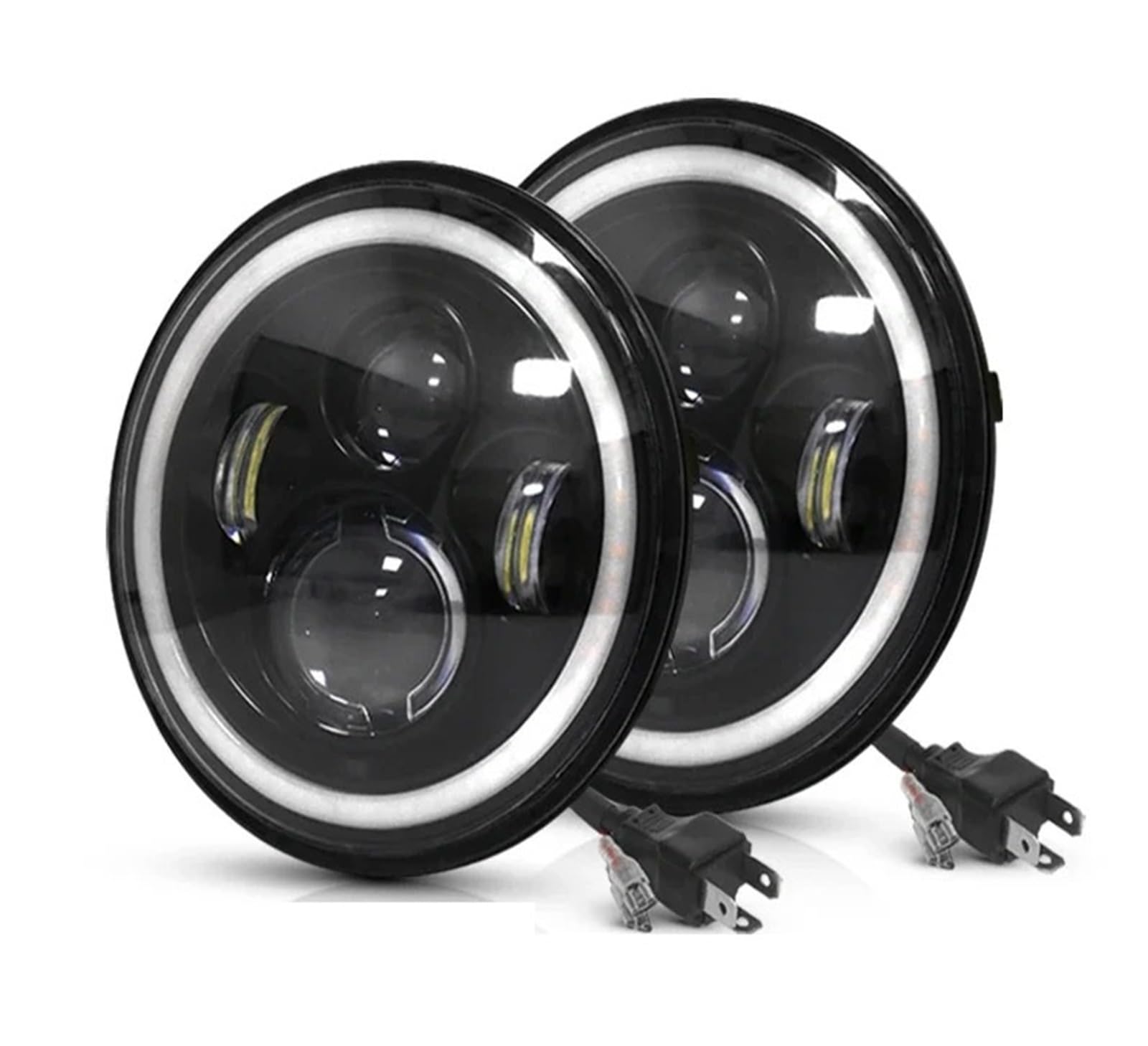Fendinebbia Per Urban Per BMW Per Jeep JK 4x4 Per Suzuki Per Samurai Per Jeep Per Wrangler Fuoristrada 2 Pezzi Per Auto 7" Fari A LED Hi/Low H4 Halo Angle Eyes LED Fari Anteriori(2 pcs Round-7inch)