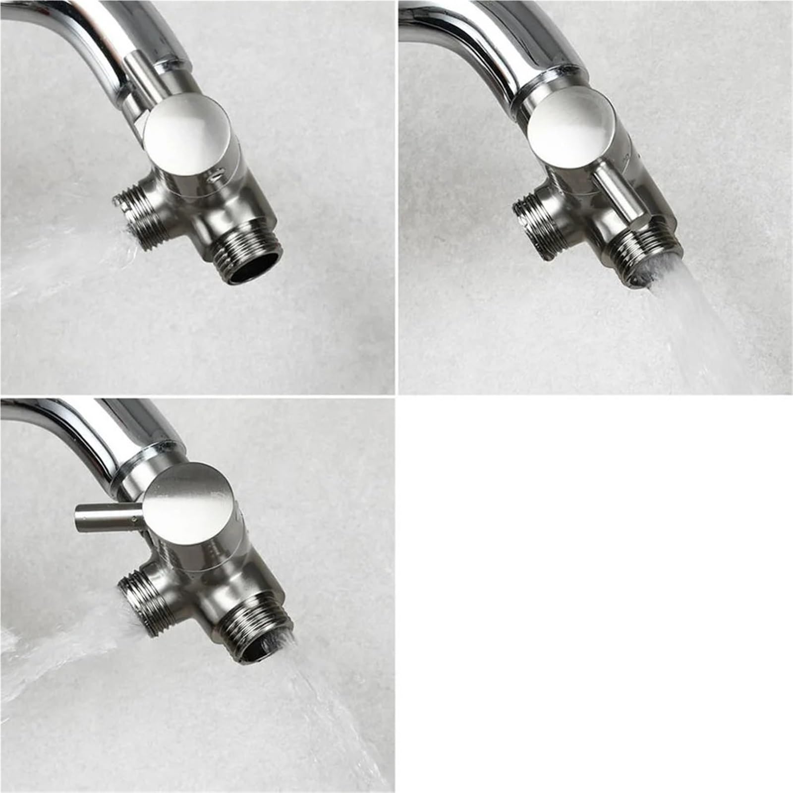 Válvula de ángulo de grifo de latón de 3 vías, válvula desviadora de ducha G1/2 ''para cabezal de ducha de mano y cabezal de ducha fijo Para Cocina, BañO(Black)