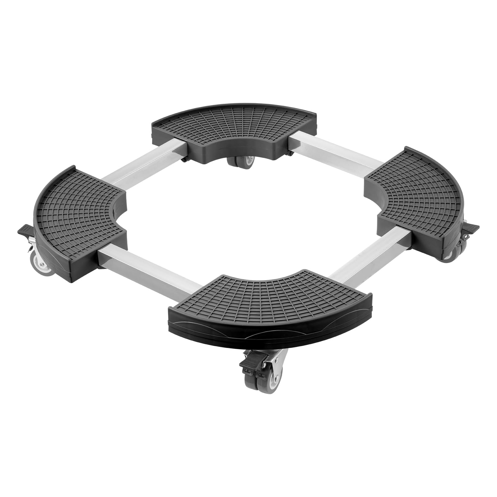 VEVOR Carrito de Bote de Basura, Carrito con Ruedas Multifuncional con 4 Ruedas Bloqueables, Carga de 181,4 kg, Base Redonda con Ruedas para Bote de Basura, Ajustable de 380 mm - 580 mm, Negro
