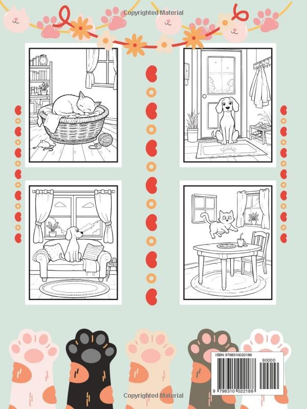 Cozy Pets & Home Corners: A Relaxing Coloring Book for Kids, Teens, and Adults, Featuring Cute Cats, Playful Dogs, and Charming Indoor Scenes for Stress Relief & Fun image 3