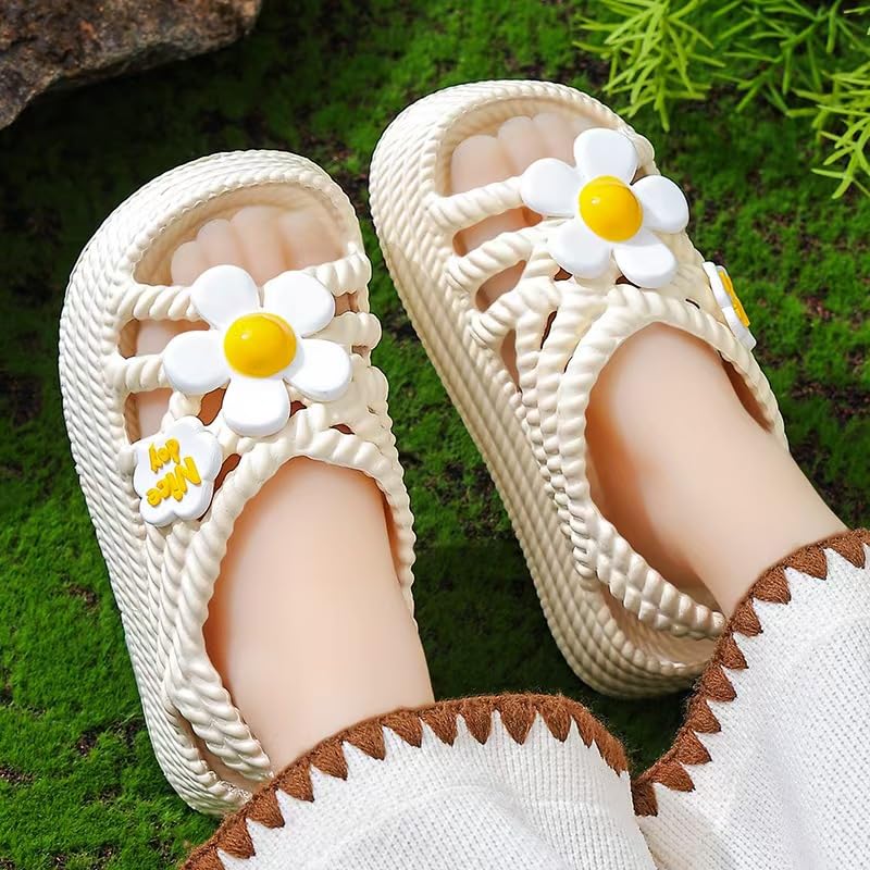 Kids Sandals New Summer Girls Slip On Sandals Cute Sweet Flower Pattern Comfortable Breathable Sole Soft Thick Beach Shoes Waterproof Durable3