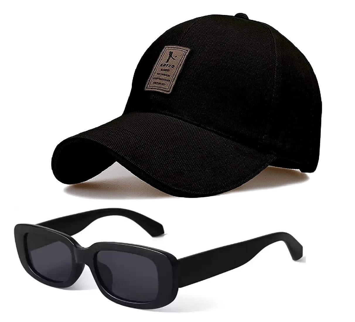 Cotton Cap with Black Sunglasses for Men & Women | Ediko Cap & Square Sunglass Combo for Adults | Baseball Caps with Stylish Goggles for Cricket/Retro Sunglasses | All-image-47