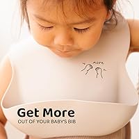 Vista 2 de APLAINR Babero de lenguaje de señas para bebé, baberos de silicona para bebés, gráficos ASL, atrapador de alimentos, ajustable, impermeable, suave