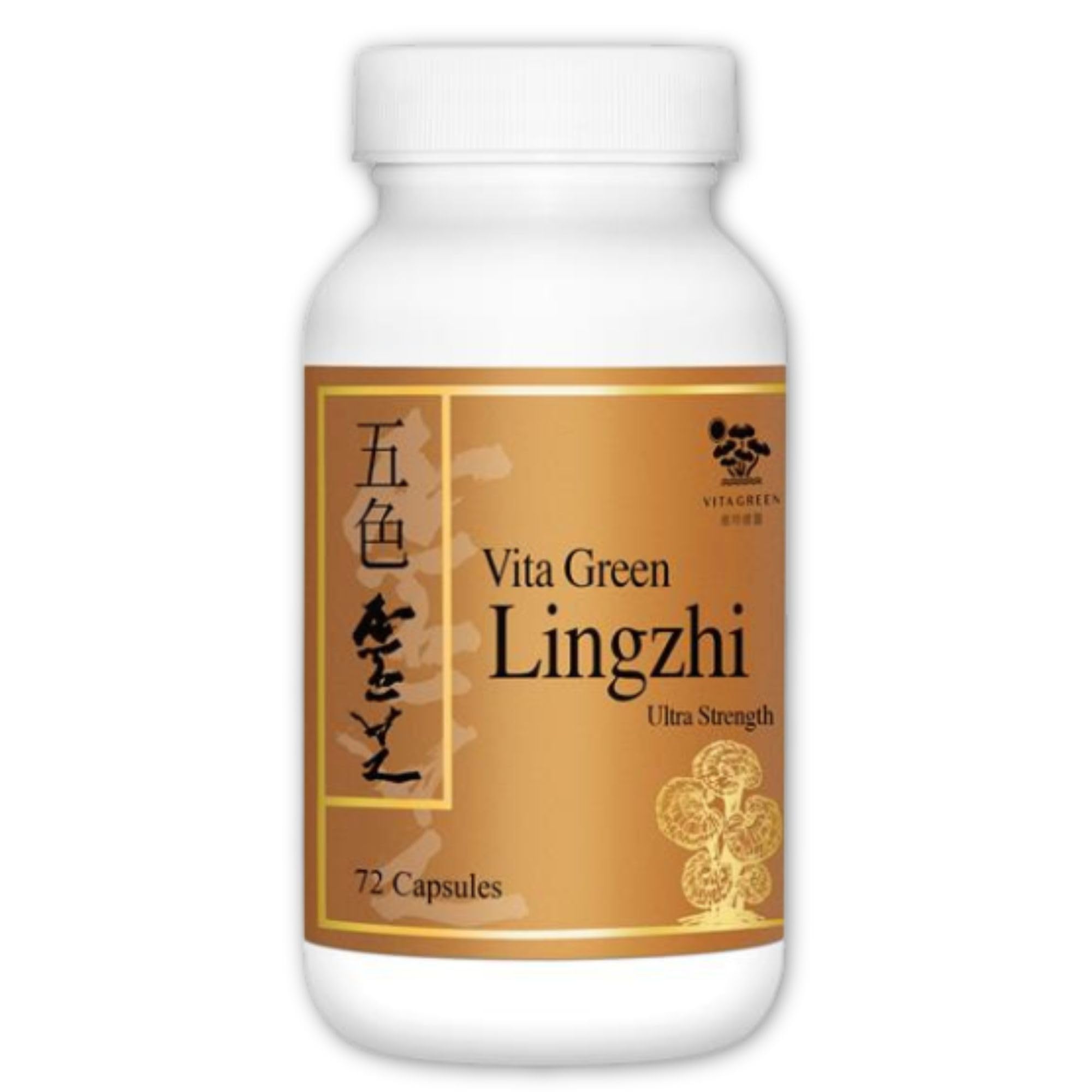 Vita Green Lingzhi Mushroom Capsules (五色靈芝) – Pure Reishi Supplement with Natural Antioxidants for Wellness, Energy, and Immune Support – 72 Capsules