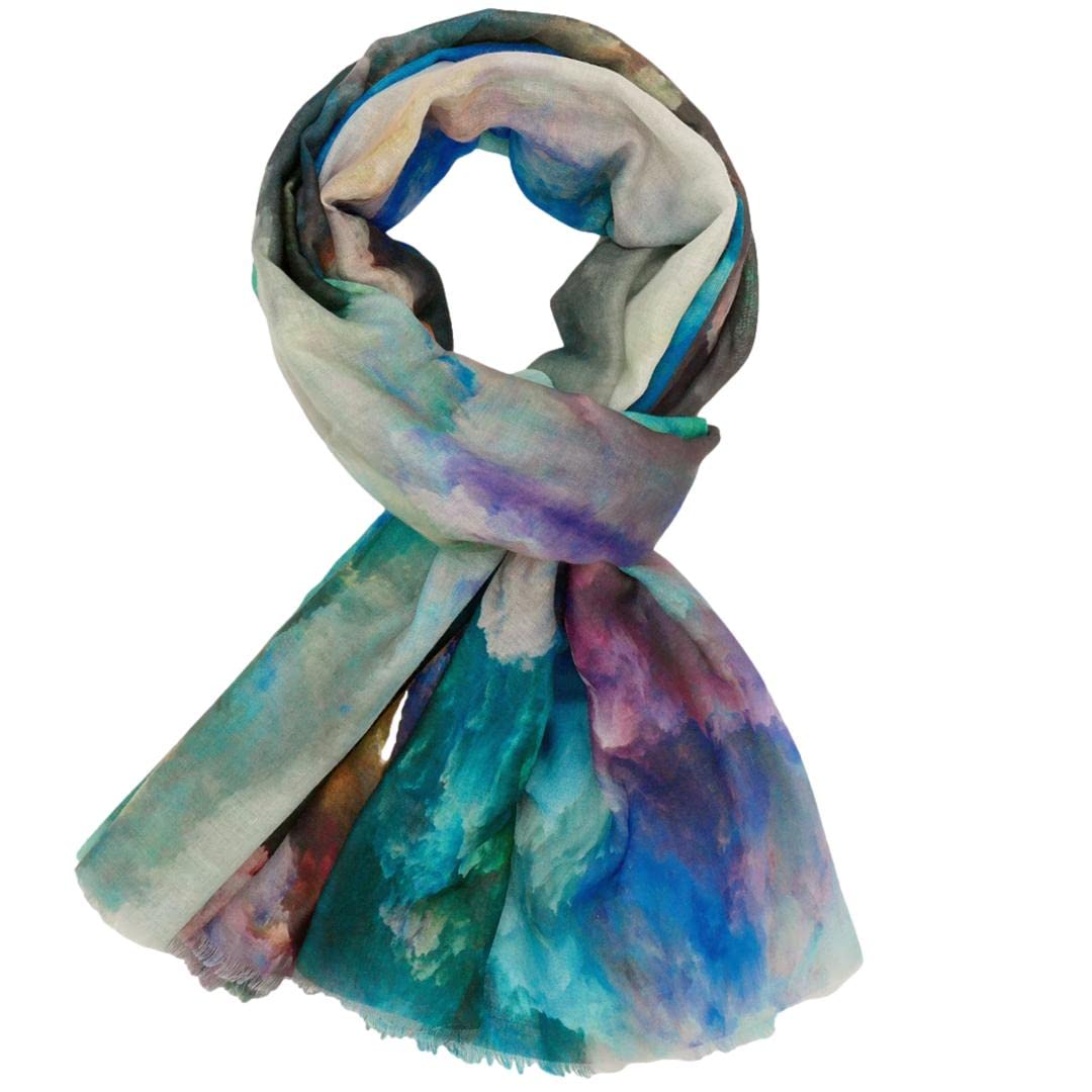 Purple Possum Women's Blue, Aqua, Green, Turquoise, Purple Purple Possum® Blue Scarf Green Purple Navy Turquoise Abstract Print Large Wrap Shawl
