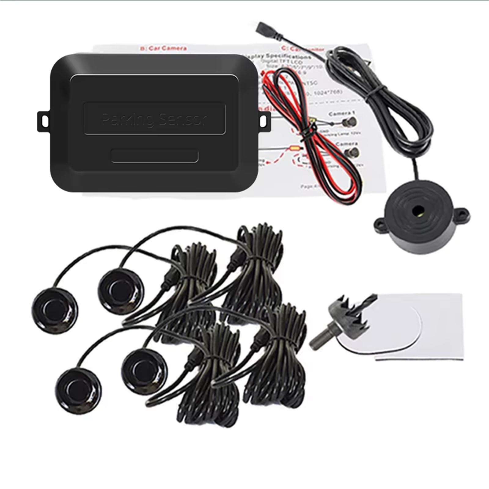 Parking Alerta Kit Sensor Estacionamiento Para Automóvil Zumbador 4 Sensores 22 Mm Radar Marcha Atrás Alerta Sonora Control Distancia Monitores Para Punto Ciego