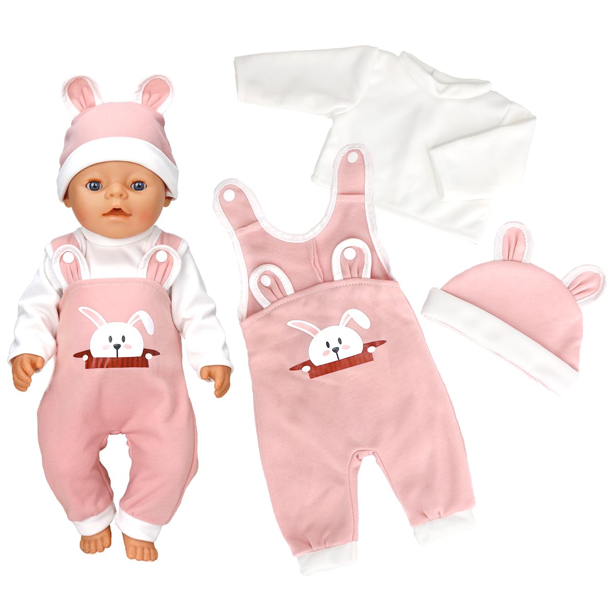 Puppenkleidung Set Für Baby Puppen - Inkl. Hut, Hose & Tasche | Für Puppen 35-43 Cm | Süßes Geschenk Für Kinder