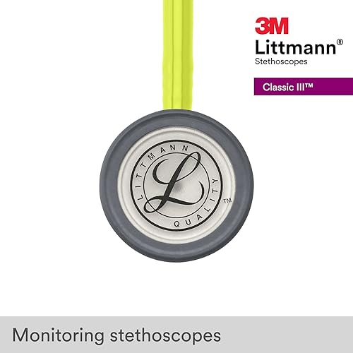 Vista 23 de 3M Littmann Classic III - Estetoscopio de monitoreo 5622, 2 veces más volumen*, menos peso**, campana de acero inoxidable, 27 pulgadas, tubo azul