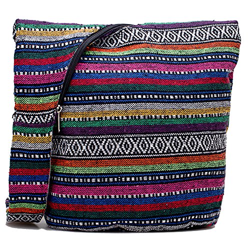 Image of Hippie Crossbody Bag Thai Top Zip Hobo Sling Bag Handmade Hipster Messenger Bag