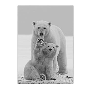 絵画 アートポスター 白熊の親子オーロラ シロクマのお母さんと子熊、オーロラ、北極圏のクロスステッチ