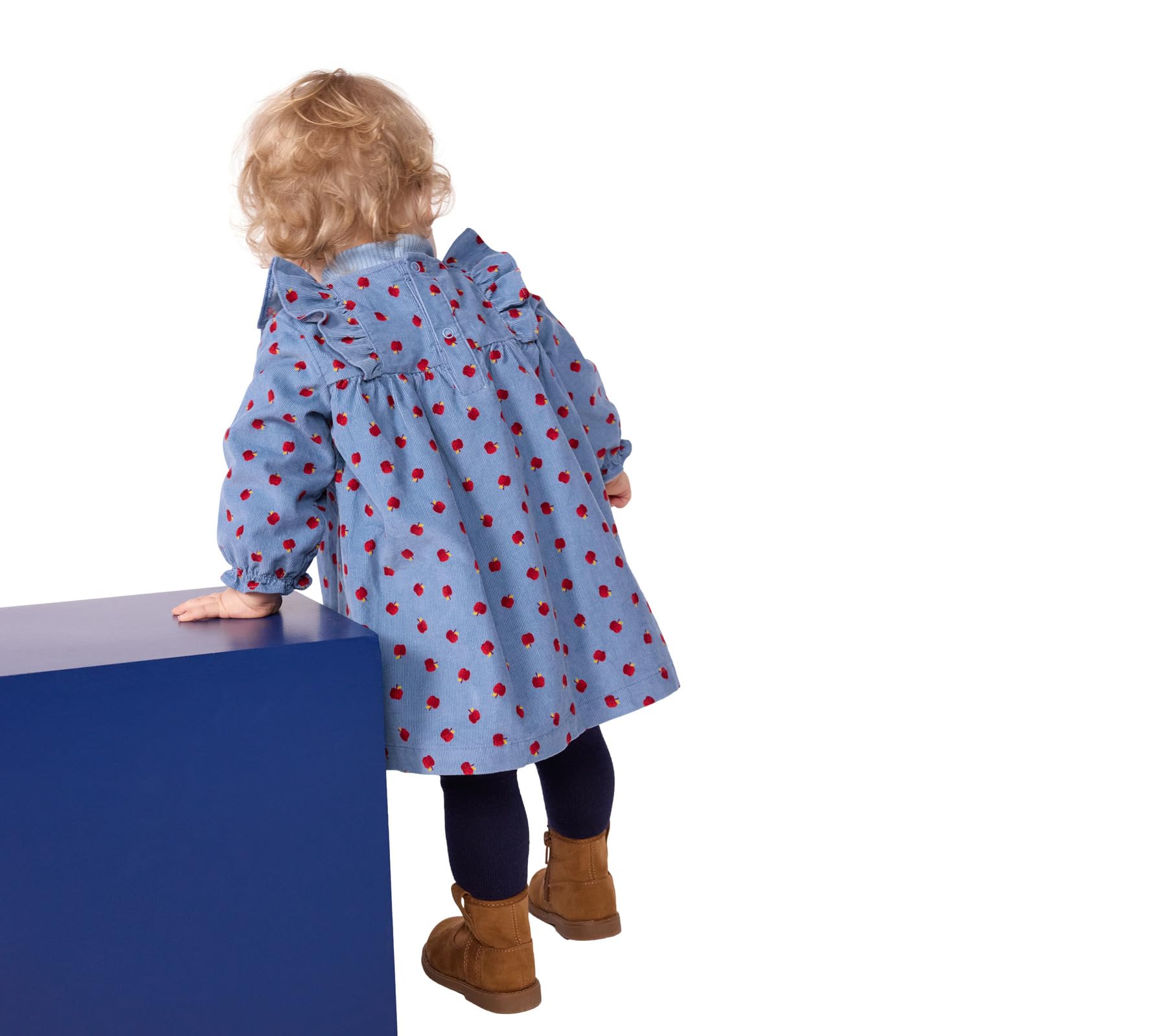 Petit Bateau Robe bébé en Velours côtelé Manches Longues imprimée Pommes