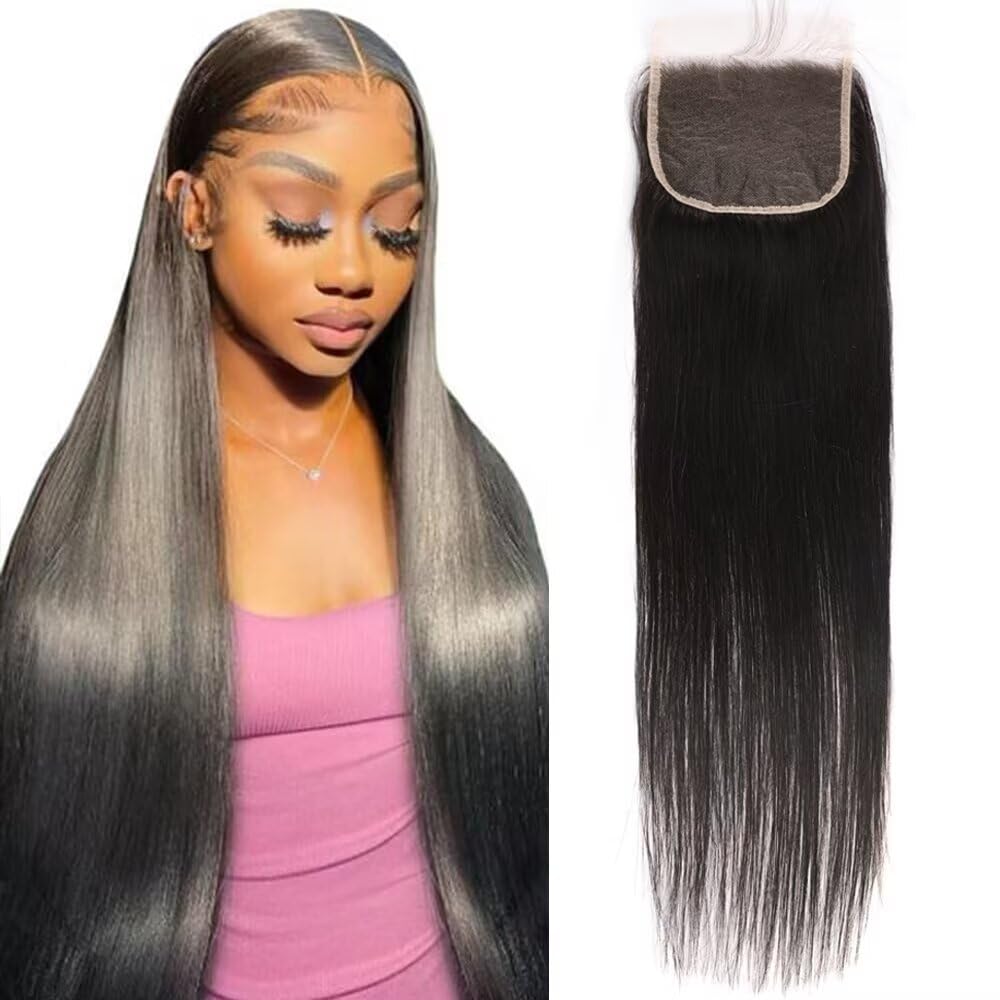 PERISMODA 5x5 HD Lace Closure Only Pre Plucked Natural Hairline Straight Wave Human Hair Invisible Lace Closure Bleached Knots 18 Inch