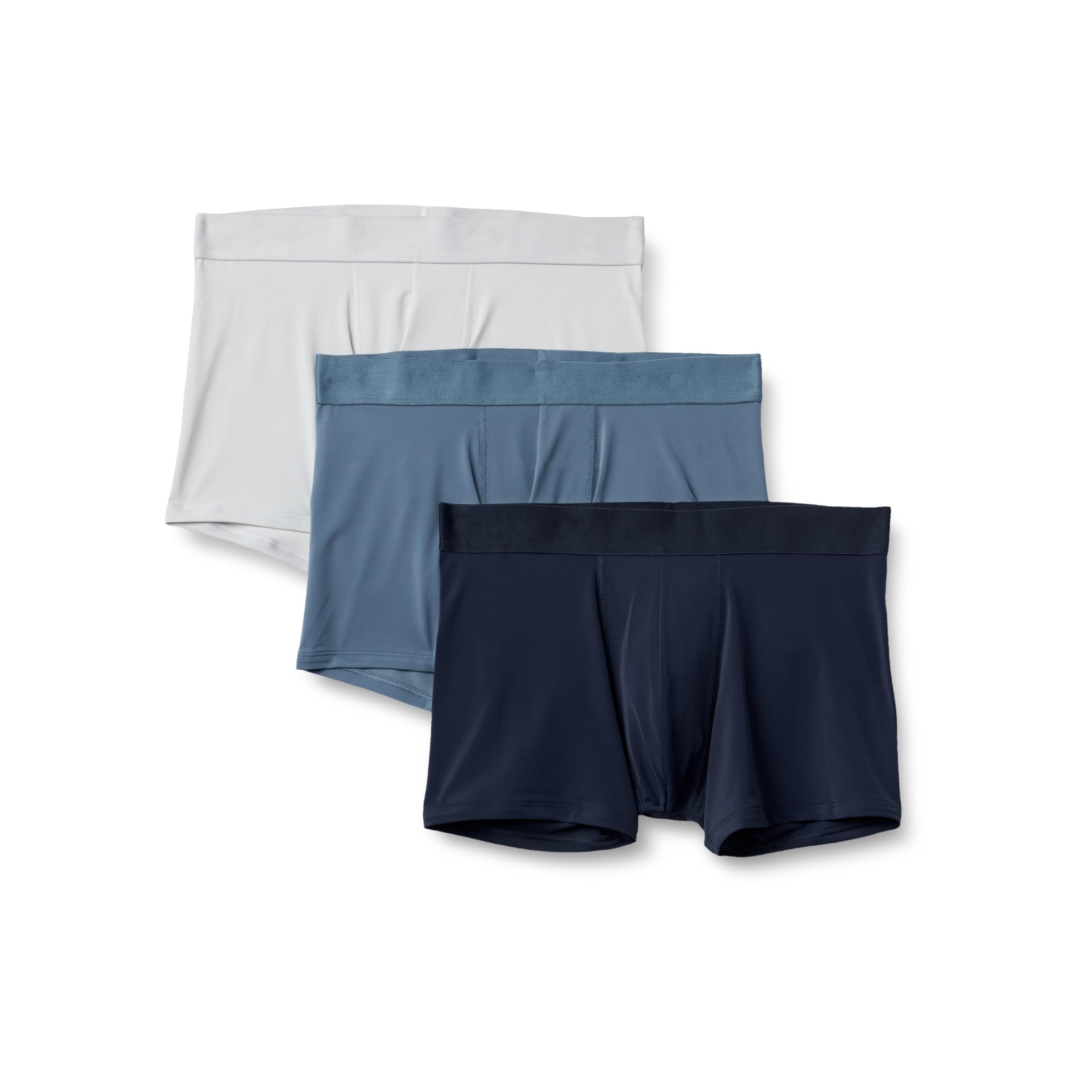Amazon Essentials Men's Microfibre Boxer Shorts Underwear, Pack of 3, Blue/Light Grey/Navy Blue, M