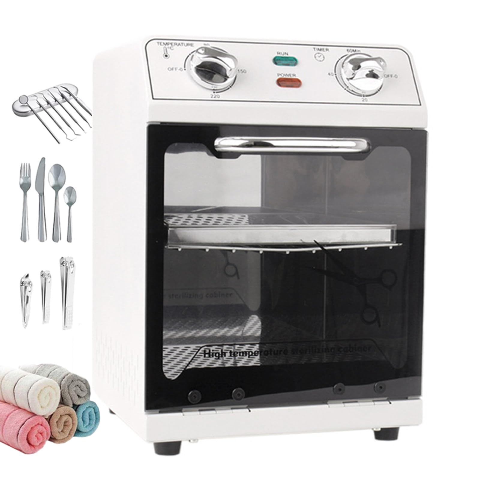 600W High Temperature Steriliser, 8L Dry Heat High Temperature Steriliser, Disinfectant Cabinet with Temperature Control and Timer for Nail Tools, Tattoo, Dental Tools, Hairdressing Salon