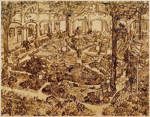 Poster Image Déco d'Art Murale Van Gogh Toile Jardin des Hôpitaux 60x90cm