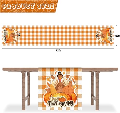 Miniatura 2 de Nialnant Camino de mesa de otoño, camino de mesa de pavo de Acción de Gracias para cocina, mesa de comedor, granja, patrón de cuadros de búfalo