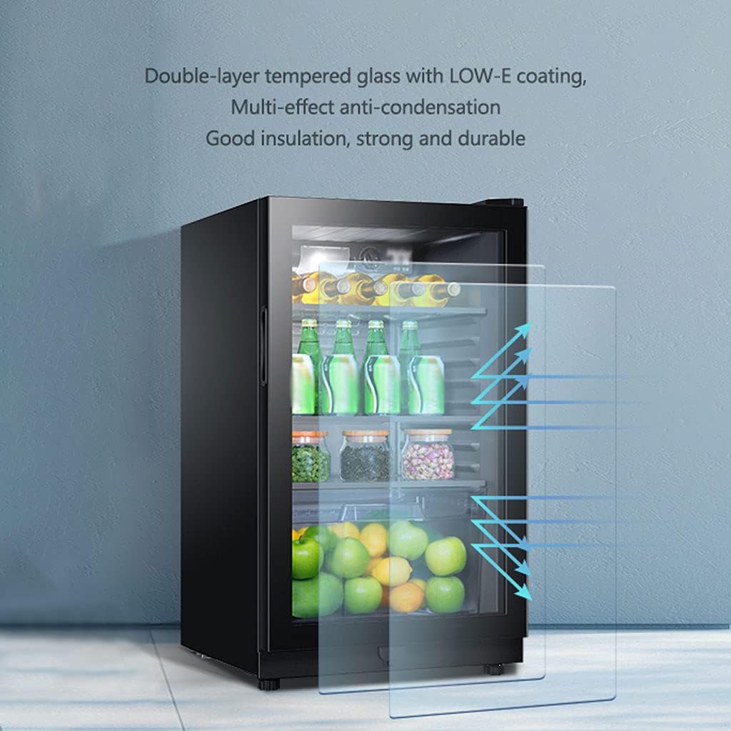 Freestanding Mechanically Controlled Ice Bar/Wine Cabinet (refrigerated Display Cabinet) 100L Dual Zone Wine Cooler 0°C~15°C Seven-Level Temperature Adjustment Wine and Beverage Refrigerator Black (