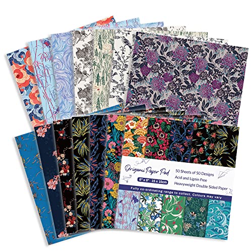 image for qianshan Origami Paper Kit 50 Sheets 6 Inch Square Double Sided Color 