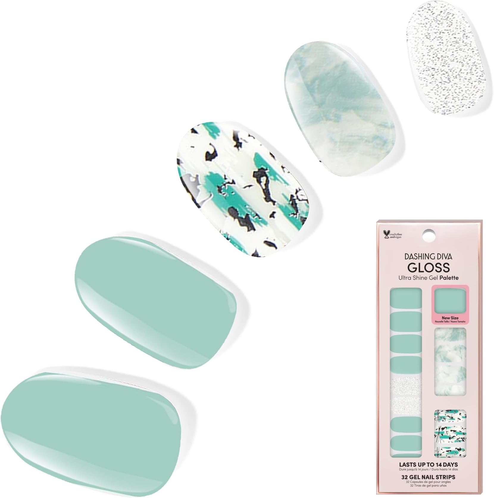 Dashing Diva Gloss Nail Strips - Desert Quartz - UV Free, Chip Resistant, Long Lasting Gel Stickers - Contains 32 Wraps, 1 Prep Pad, 1 File